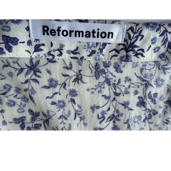 Reformation Mini Fitted Skater Dress in Blue & White Floral Size 8 - Picture 10 of 11